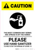 Caution: The Most Common Way Germs are Spread - Please Use Hand Sanitizer with Icon Portrait - Wall Sign Caution: The Most Common Way Germs are Spread - Please Use Hand Sanitizer with Icon Portrait - Wall Sign