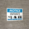 Notice: Use Hand Sanitizer with 3-Step Icon Instructions Landscape - Wall Sign Notice: Use Hand Sanitizer with 3-Step Icon Instructions Landscape - Wall Sign
