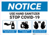 Notice: Use Hand Sanitizer with 3-Step Icon Instructions Landscape - Wall Sign Notice: Use Hand Sanitizer with 3-Step Icon Instructions Landscape - Wall Sign