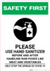 Safety First: Please Use Hand Sanitizer - Before and After Handling Raw Food with Icon Portrait - Wall Sign Safety First: Please Use Hand Sanitizer - Before and After Handling Raw Food with Icon Portrait - Wall Sign