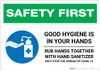 Safety First: Good Hygiene is in your Hands - Rub Hands Together with Icon Landscape - Wall Sign