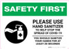Safety First: Please Use Hand Sanitizer - Sanitize Your Hands For at least 20 Seconds with Icon Landscape - Wall Sign Safety First: Please Use Hand Sanitizer - Sanitize Your Hands For at least 20 Seconds with Icon Landscape - Wall Sign