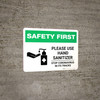 Safety First: Please Use Hand Sanitizer - Stop Coronavirus with Icon Landscape - Wall Sign