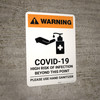 Warning: COVID-19 High Risk Of Infection - Please Use Hand Sanitizer with Icon Portrait - Wall Sign
