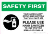 Safety First: Your Hands Carry Germs and Bacteria you Can't See with Icon Landscape - Wall Sign Safety First: Your Hands Carry Germs and Bacteria you Can't See with Icon Landscape - Wall Sign