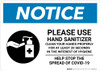 Notice: Please Use Hand Sanitizer - Clean Your Hands Properly Landscape - Wall Sign