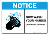 Notice: Clean Hands Save Lives ANSI Landscape - Wall Sign