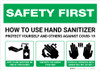 Safety First: How To Use Hand Sanitizer Landscape - Wall Sign Safety First: How To Use Hand Sanitizer Landscape - Wall Sign