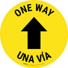 One Way - Arrow - Yellow - Bilingual Spanish - Floor Sign One Way - Arrow - Yellow - Bilingual Spanish - Floor Sign