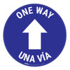 One Way - Arrow - Blue - Bilingual Spanish - Floor Sign One Way - Arrow - Blue - Bilingual Spanish - Floor Sign