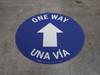 One Way - Arrow - Blue - Bilingual Spanish - Floor Sign One Way - Arrow - Blue - Bilingual Spanish - Floor Sign