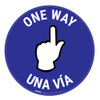 One Way - Pointing Hand - Blue - Bilingual Spanish - Floor Sign