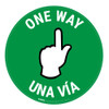 One Way - Pointing Hand - Green - Bilingual Spanish - Floor Sign