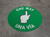 One Way - Pointing Hand - Green - Bilingual Spanish - Floor Sign