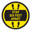 Stay Six Feet Apart - Yellow Circle - Floor Sign Stay Six Feet Apart - Yellow Circle - Floor Sign