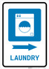 Laundry Right Arrow with Icon Portrait - Wall Sign