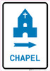 Chapel Right Arrow with Icon Portrait v2 - Wall Sign