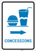 Concessions Right Arrow with Icon Portrait v2 - Wall Sign Concessions Right Arrow with Icon Portrait v2 - Wall Sign