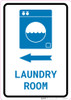 Laundry Room Left Arrow with Icon Portrait v2 - Wall Sign