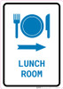 Lunch Room Right Arrow with Icon Portrait v2 - Wall Sign