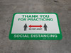 Thank You for Practicing Social Dist - Red Arrow - Green - Floor Sign