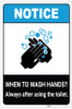Notice: Wash Hands Always After Using Toilet ANSI Portrait - Label Notice: Wash Hands Always After Using Toilet ANSI Portrait - Label