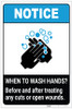 Notice: Wash Hands Before Treating Wounds ANSI Portrait - Label