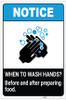 Notice: Wash Hands Before Preparing Food ANSI Portrait - Label