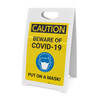 Caution: Beware of COVID-19 Put a Mask On with Icon Portrait - A-Frame Sign Caution: Beware of COVID-19 Put a Mask On with Icon Portrait - A-Frame Sign