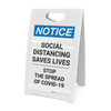 Notice: Social Distancing Saves Lives Stop the Spread ANSI Portrait - A-Frame Sign