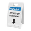 Notice: COVID-19 Screening Down Arrow Portrait - A-Frame Sign