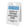 Notice: COVID-19 Testing Available Here Portrait - A-Frame Sign