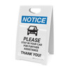 Notice: Please Stay In Car For Further Assistance with Icon Portrait - A-Frame Sign