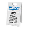 Notice: Please Stay In Car Someone Will Be With You with Icon Portrait - A-Frame Sign