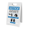 Notice: Use Hand Sanitizer with 3-Step Icon Instructions Portrait - A-Frame Sign