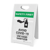 Safety First: Avoid COVID-19 - Use Hand Sanitizer with Icon Portrait - A-Frame Sign Safety First: Avoid COVID-19 - Use Hand Sanitizer with Icon Portrait - A-Frame Sign