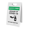 Safety First: Beware of COVID-19 - Use Hand Sanitizer with Icon Portrait - A-Frame Sign