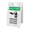 Safety First: Please Use Hand Sanitizer with Icon Portrait - A-Frame Sign Safety First: Please Use Hand Sanitizer with Icon Portrait - A-Frame Sign