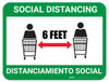 Social Distancing - Green - Bilingual Spanish - Floor Sign