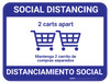 Social Distancing - 2 carts - Blue - Bilingual Spanish - Floor Sign