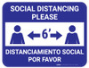Social Distancing Please - Blue - Bilingual Spanish - Floor Sign Social Distancing Please - Blue - Bilingual Spanish - Floor Sign