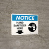 Notice: Hand Sanitizer Here Down Arrow with Icon Landscape - Wall Sign