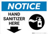 Notice: Hand Sanitizer Here Down Arrow with Icon Landscape - Wall Sign