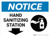 Notice: Hand Sanitizing Station Down Arrow with Icon Landscape - Wall Sign