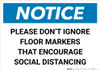 Notice: Please Don't Ignore Floor Markers that Encourage Social Distancing Landscape - Wall Sign