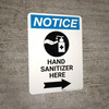 Notice: Hand Sanitizer Here Right Arrow with Icon Portrait - Wall Sign