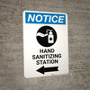 Notice: Hand Sanitizing Station Left Arrow with Icon Portrait - Wall Sign Notice: Hand Sanitizing Station Left Arrow with Icon Portrait - Wall Sign
