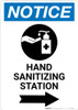 Notice: Hand Sanitizing Station Right Arrow with Icon Portrait - Wall Sign Notice: Hand Sanitizing Station Right Arrow with Icon Portrait - Wall Sign