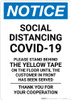 Notice: Social Distancing COVID-19 Please Stand Behind Yellow Tape Portrait - Wall Sign Notice: Social Distancing COVID-19 Please Stand Behind Yellow Tape Portrait - Wall Sign