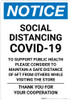 Notice: Social Distancing COVID-19 To Support Public Health Maintain Safe Distance Portrait - Wall Sign